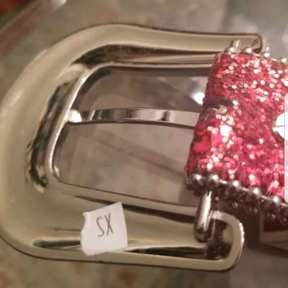 DNA PREMIUM WEAR BELT RED GLITTER W/RED & SILVER STONES. SZ. XS MISSING 1 STONE - Picture 7 of 11